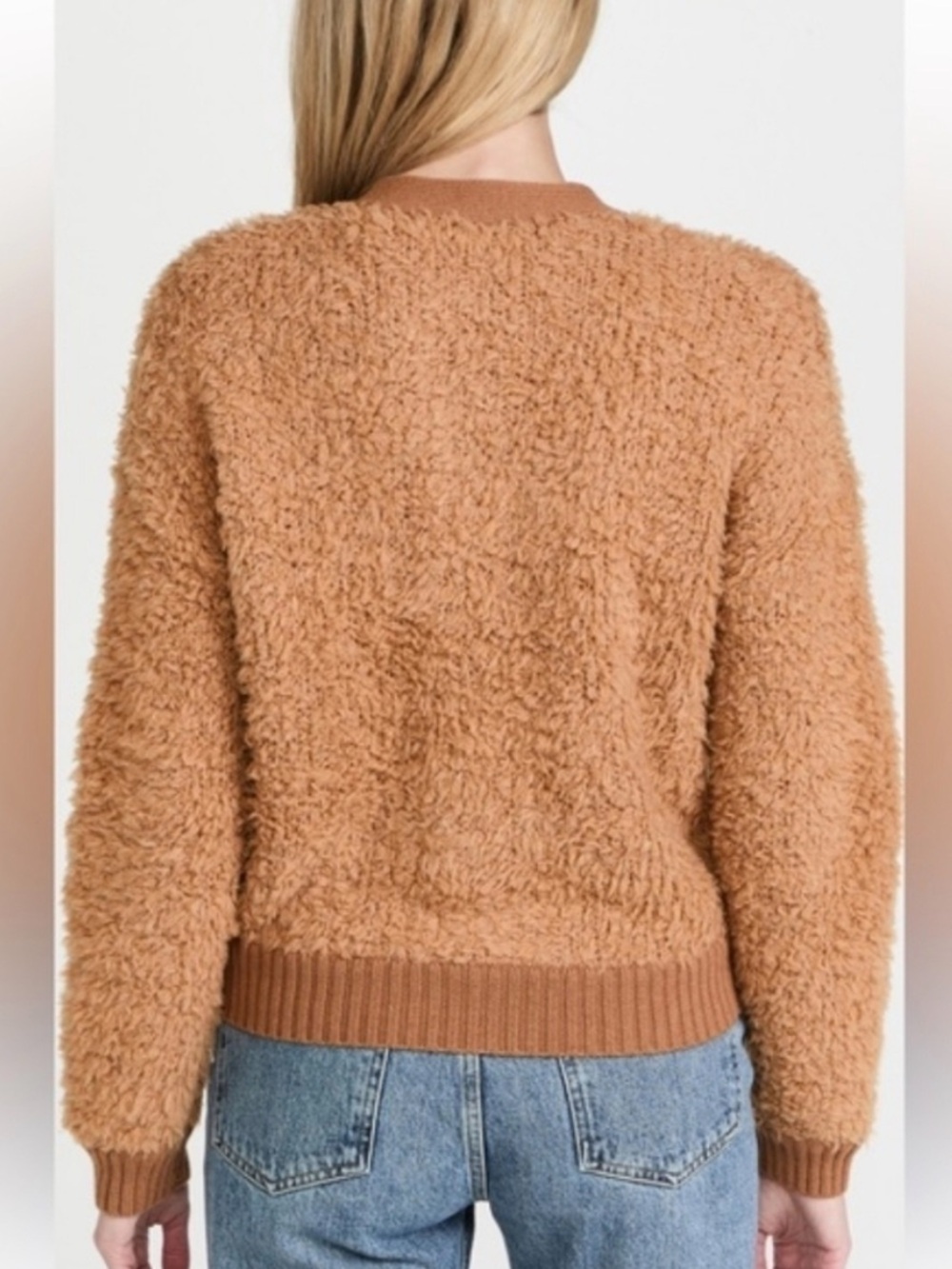 Alex Mill Binky Brown Boucle Textured Merino Wool Cardigan Size large - Picture 2 of 8